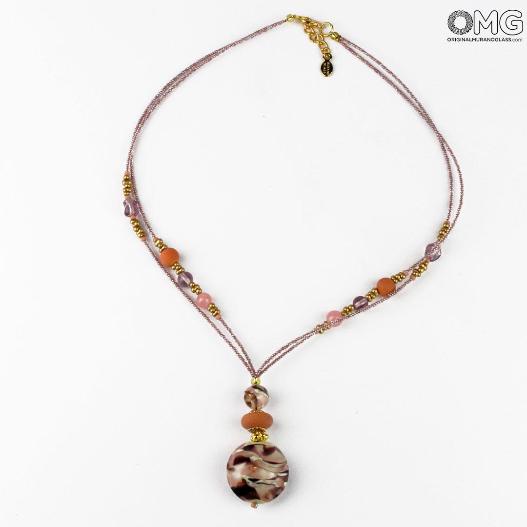 3309 ORIGINALMURANOGLASS Ожерелье с подвеской Гайя - розовое - Original Murano Glass OMG 50 см  - Вид №1