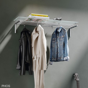 G15-500G Навесной шкаф g15, узкий, с 4 платяными штангами и полкой для головных уборов из стекла - ширина 55 см PHOS