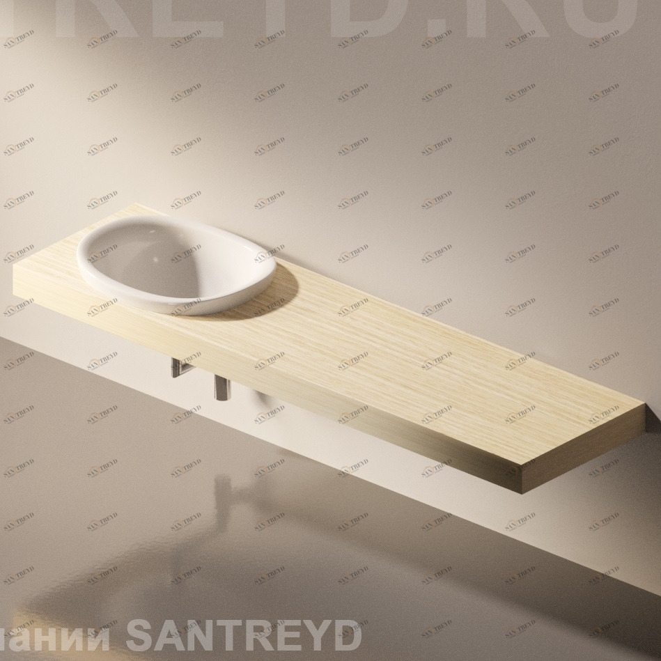 Flaminia IO e SI Столешница с отверстием под раковину от 150 до 200 см светлый дуб IO60M3.WL Ceramica Flaminia IO60M3WL