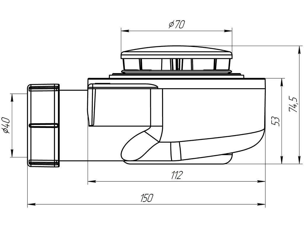 Сифон АНИ для душевого поддона 1 1/2"х90 мм, h 65 хром E320C АНИ пласт 7238 - Вид №1