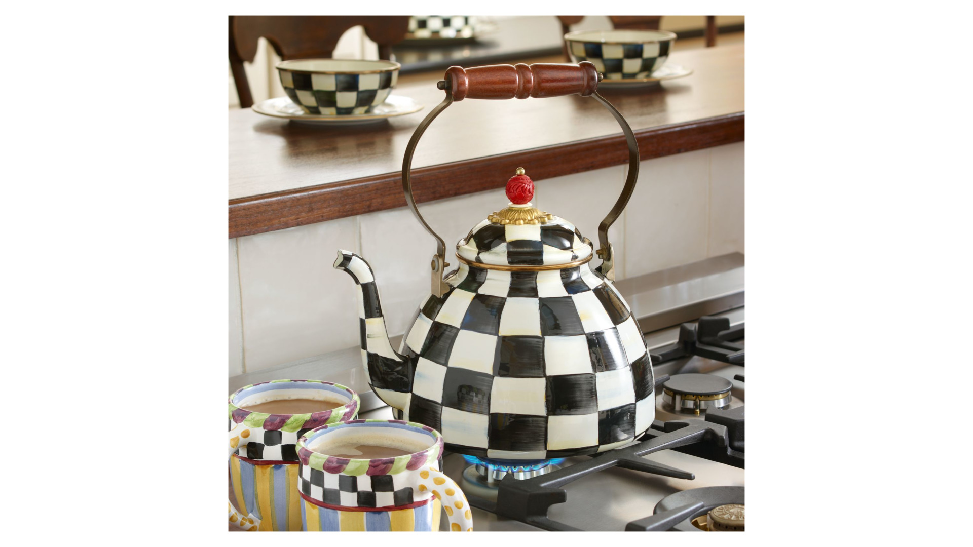 10654484 Mackenzie-Childs Чайник 3л Courtly Check Сталь  - Вид №1