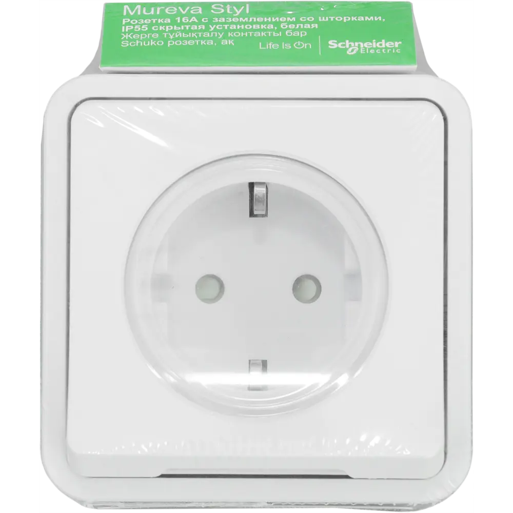 Розетка встраиваемая влагозащищённая Schneider Electric Mureva Styl с заземлением, с крышкой и шторками, IP55, цвет белый 82307255 STLM-2046605 - Вид №5