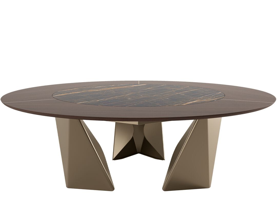 Круглый обеденный стол с металлическим основанием и мраморной столешницей Bontempi Casa KALEIDO ARCH-00096963