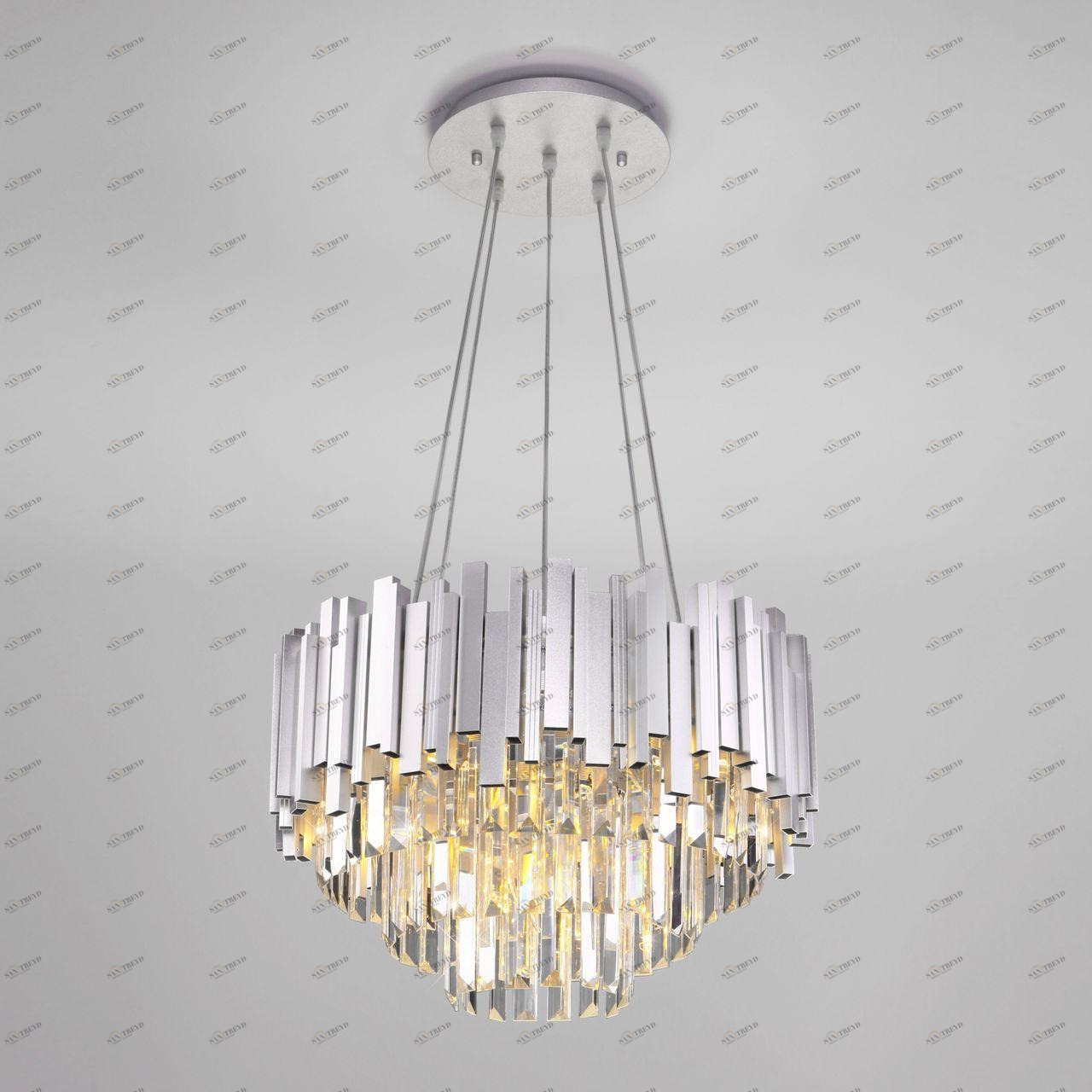 Люстра подвесная серебристая Bogates 308/6 Strotskis BOGATES ДИЗАЙНЕРСКИЕ, PIANO 00-3887890 Прозрачный;серебро 