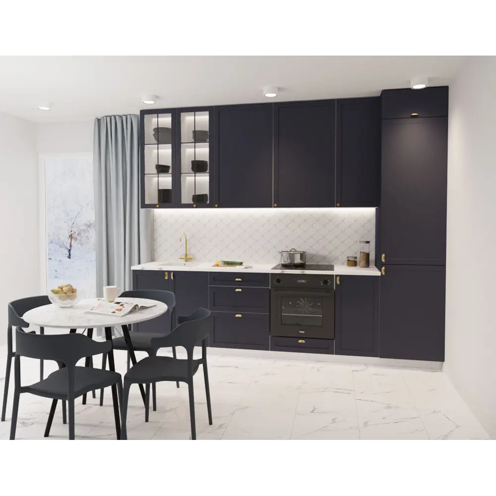 Фасад для кухонного шкафа Ньюпорт 32.9x102.1 см Delinia ID МДФ цвет индиго Ньюпорт Индиго STLM-2052423 - Вид №1