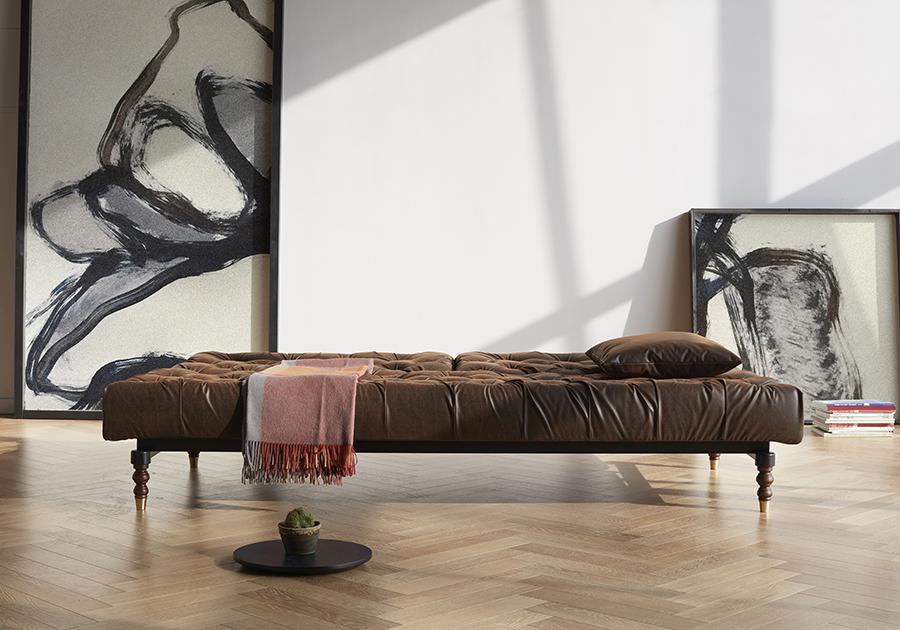 Диван Oldschool c ножками Retro из темного дерева и черной рамой, коричневый Innovation Living OLDSCHOOL461 - Вид №2