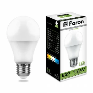 Лампа светодиодная Feron "Шар" E27 12W 4000K LB-93 25487 FERON  00-3956517 Матовый