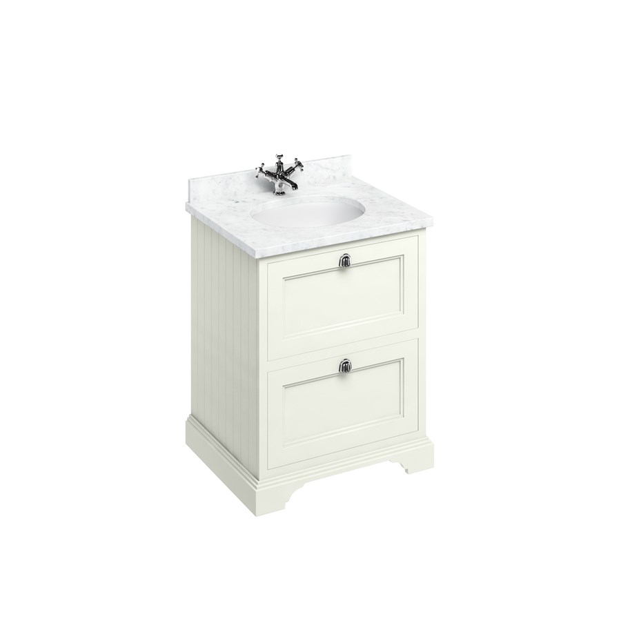 Burlington Отдельностоящий агрегат 65 со столешницей Carrara White, 2 ящиками и встроенной белой раковиной Темно-оливковый FF9O_BC66  - Вид №2