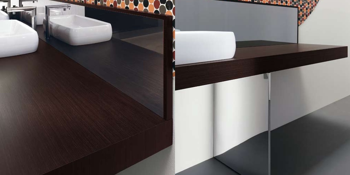 Комбинация ванной комнаты KU 55 в отделке Ring 80 ceramica / 82 Wengè MILLDUE KUBIK KUBIK55 - Вид №4