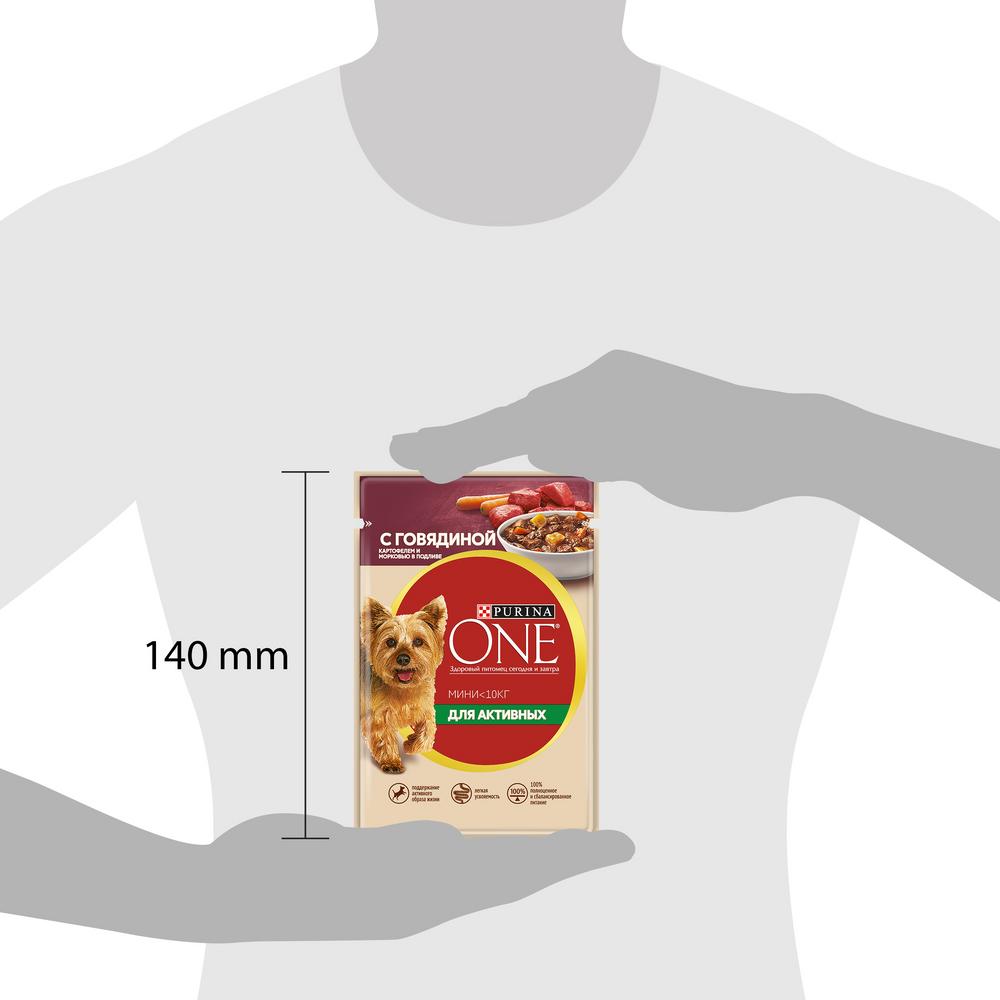 ПР0053576 Корм для собак ONE Mini для активных, говядина, картофель, морковь пауч 85г PURINA  - Вид №9
