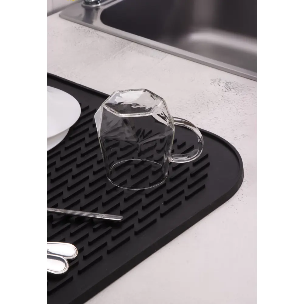 Коврик для сушки посуды KONSENSA 45x40 см силикон цвет черный STLM-2144414 - Вид №8