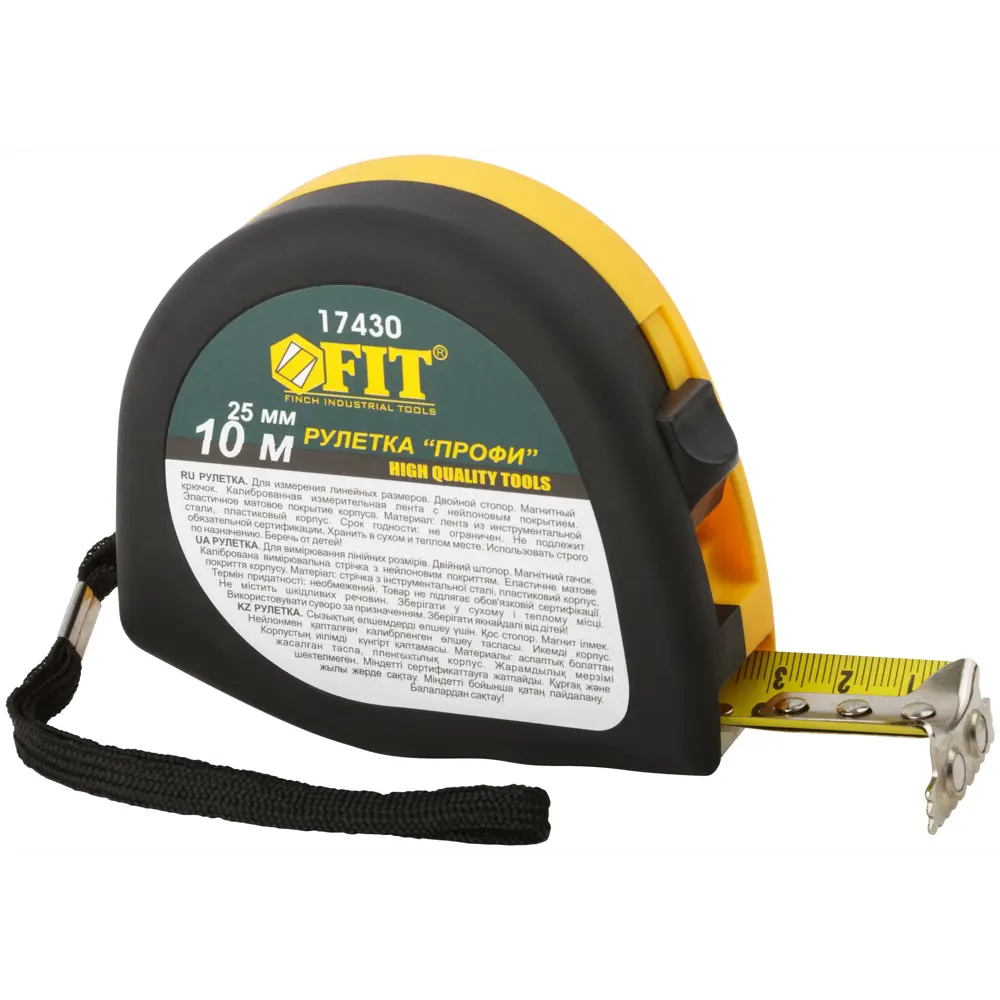 Рулетка Fit Профи 17430 с калиброванной лентой, 10 м x 25 мм 82269909 STLM-2032462 