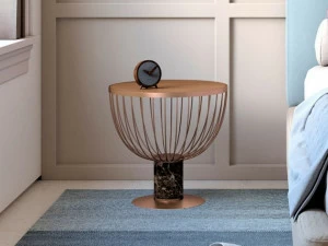 Momocca Круглый журнальный столик с мраморным основанием и металлической столешницей Emma