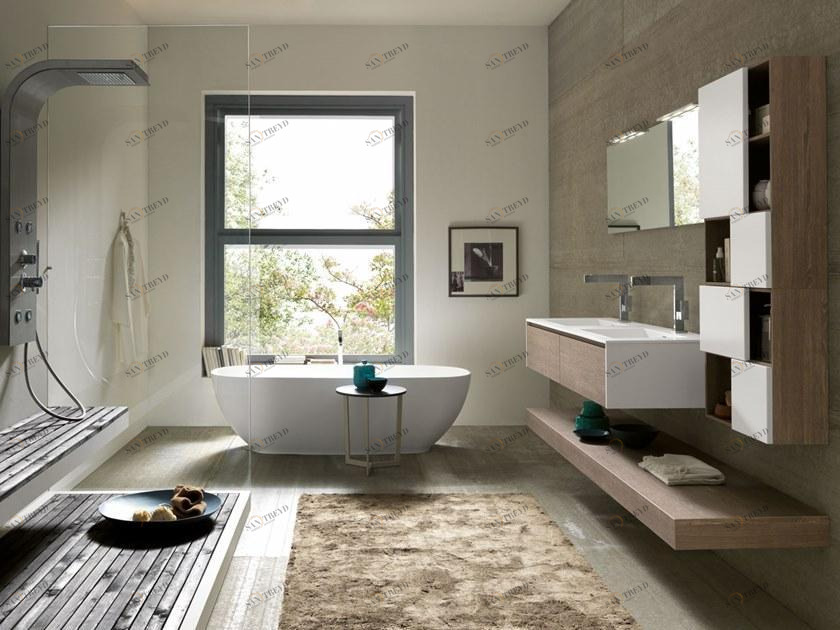 Archeda Подвесная тумба под умывальник из дерева с зеркалом Tulle sun-id-1501202