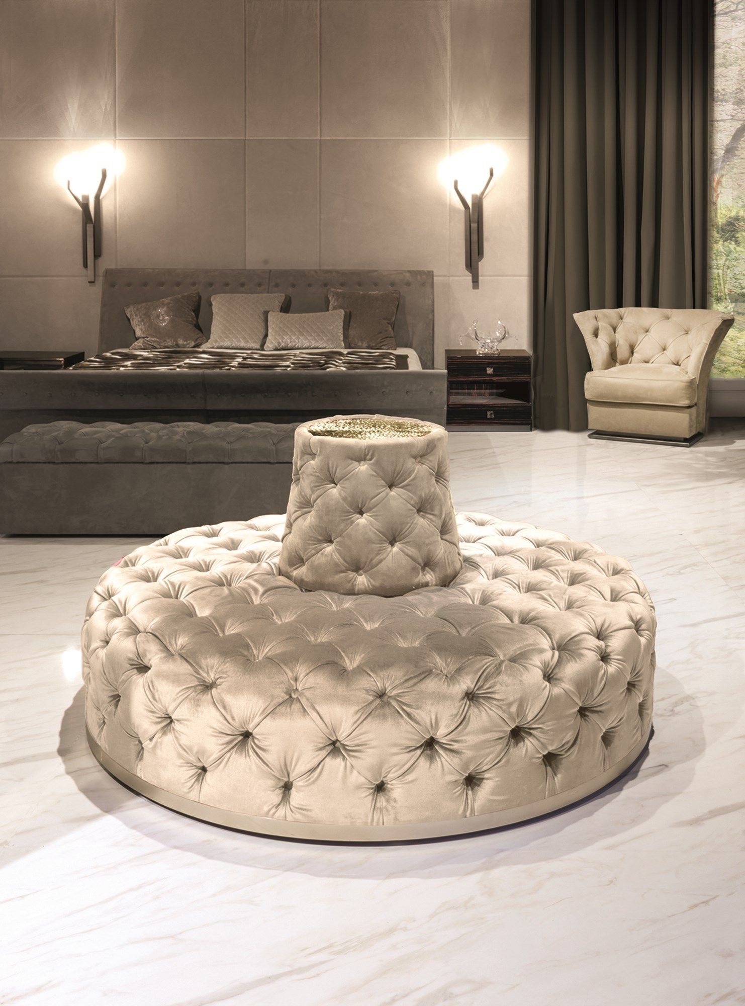 Изогнутая скамейка из ткани Longhi Loveluxe ARCH-00126610 - Вид №3