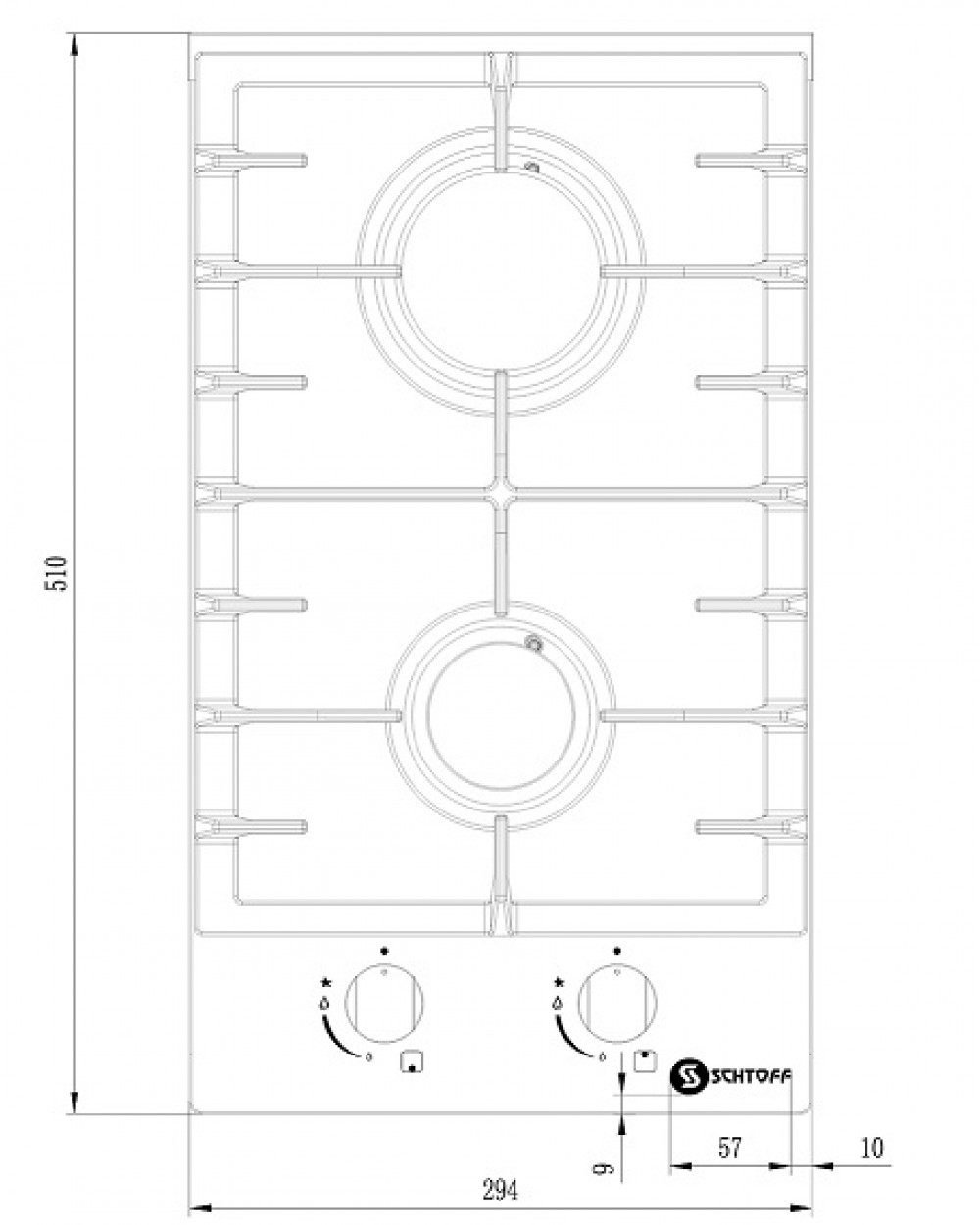 9225903 Газовая варочная поверхность SCHTOFF H3001C02IS STDN-0053269 - Вид №8