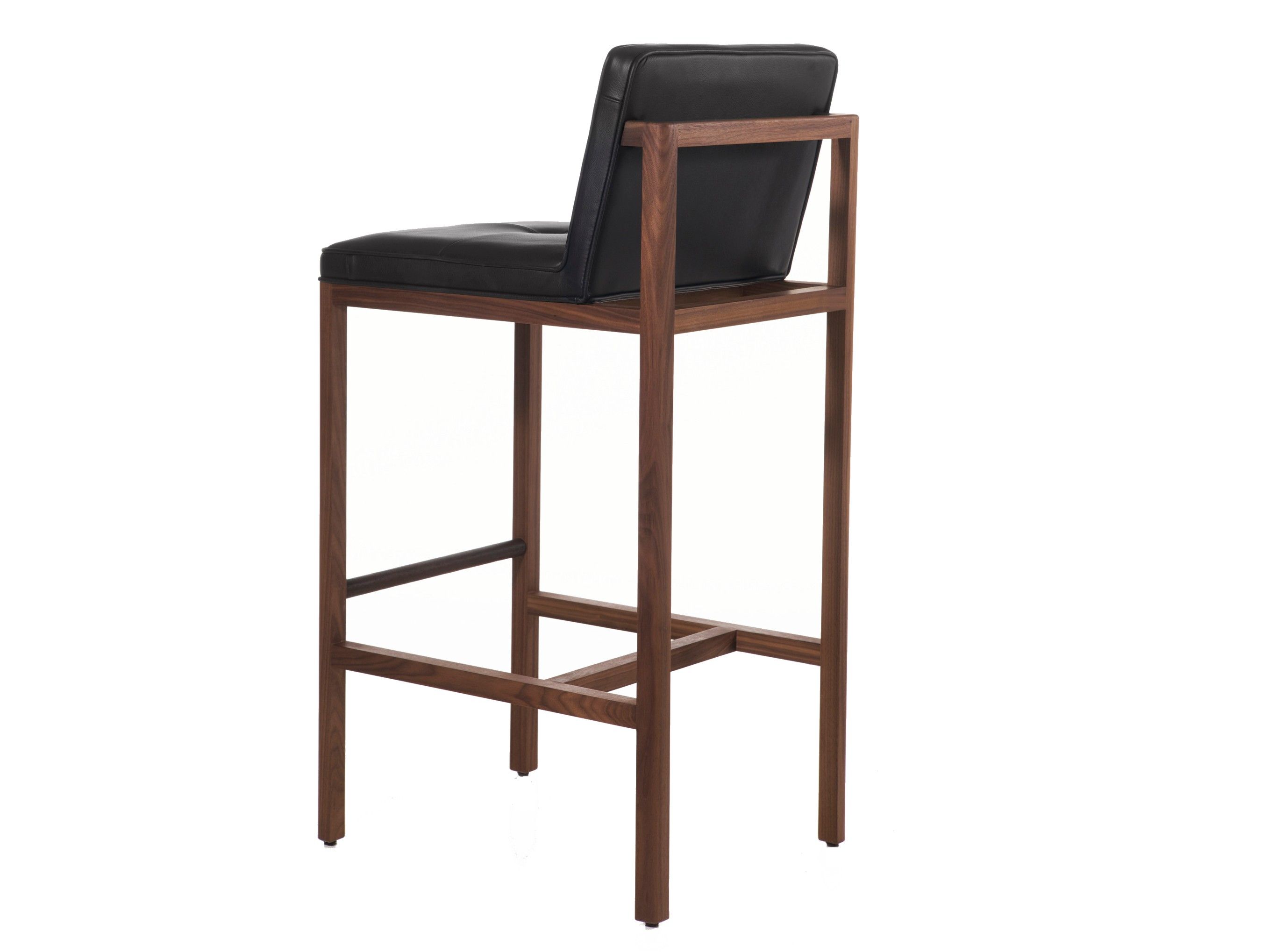 Кожаный мягкий барный стул со спинкой BassamFellows Wood Frame Dining ARCH-00059340 - Вид №2