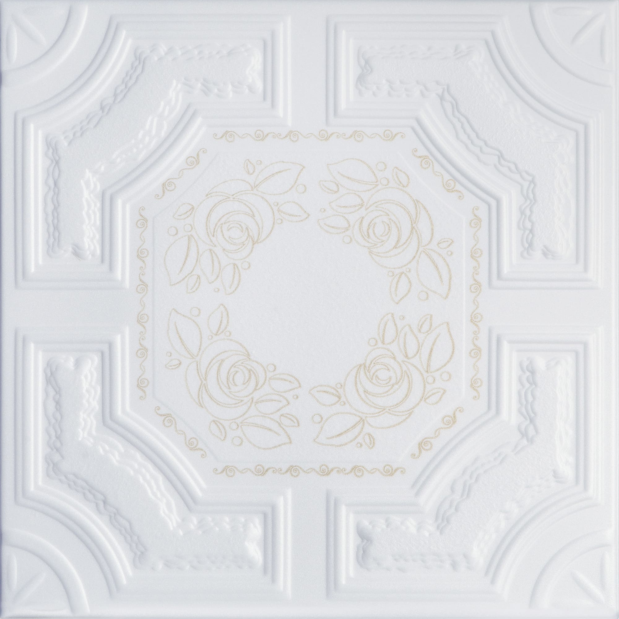 81945405 Плитка потолочная экструдированный полистирол золото Формат Империал 50 x 50 см 2 м² Santreyd 