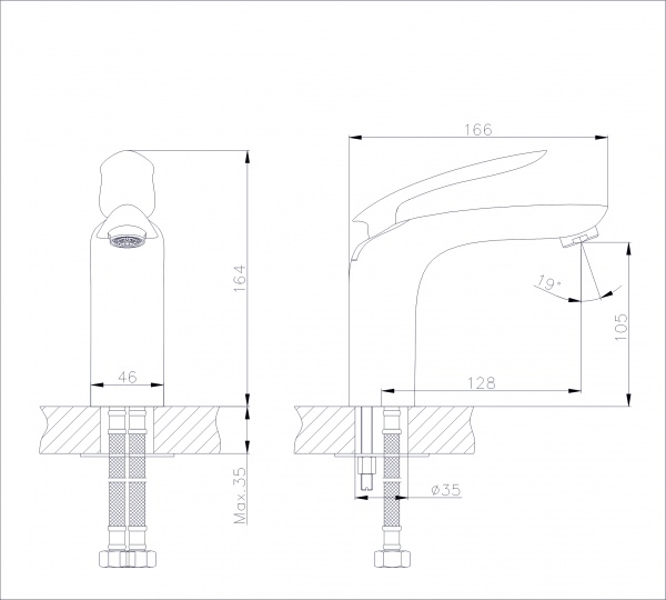 Смеситель для умывальника Rush Island IS6535-11 одноручный, хром 115227 - Вид №1