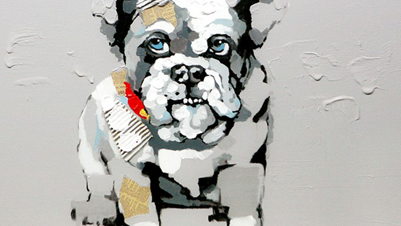 Картина на холсте 100х100 см "Собака и попугай" EVENHOME КАРТИНЫ МАСЛОМ 129821 Бежевый;коричневый  - Вид №1