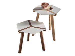 Шестигранный стол из стали и дерева