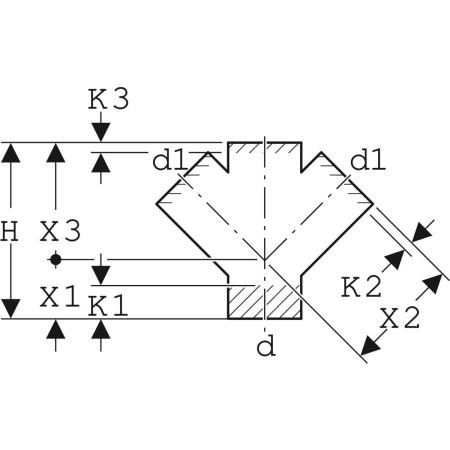 367.212.16.1 Крестовина Geberit PE 45° Geberit  - Вид №2