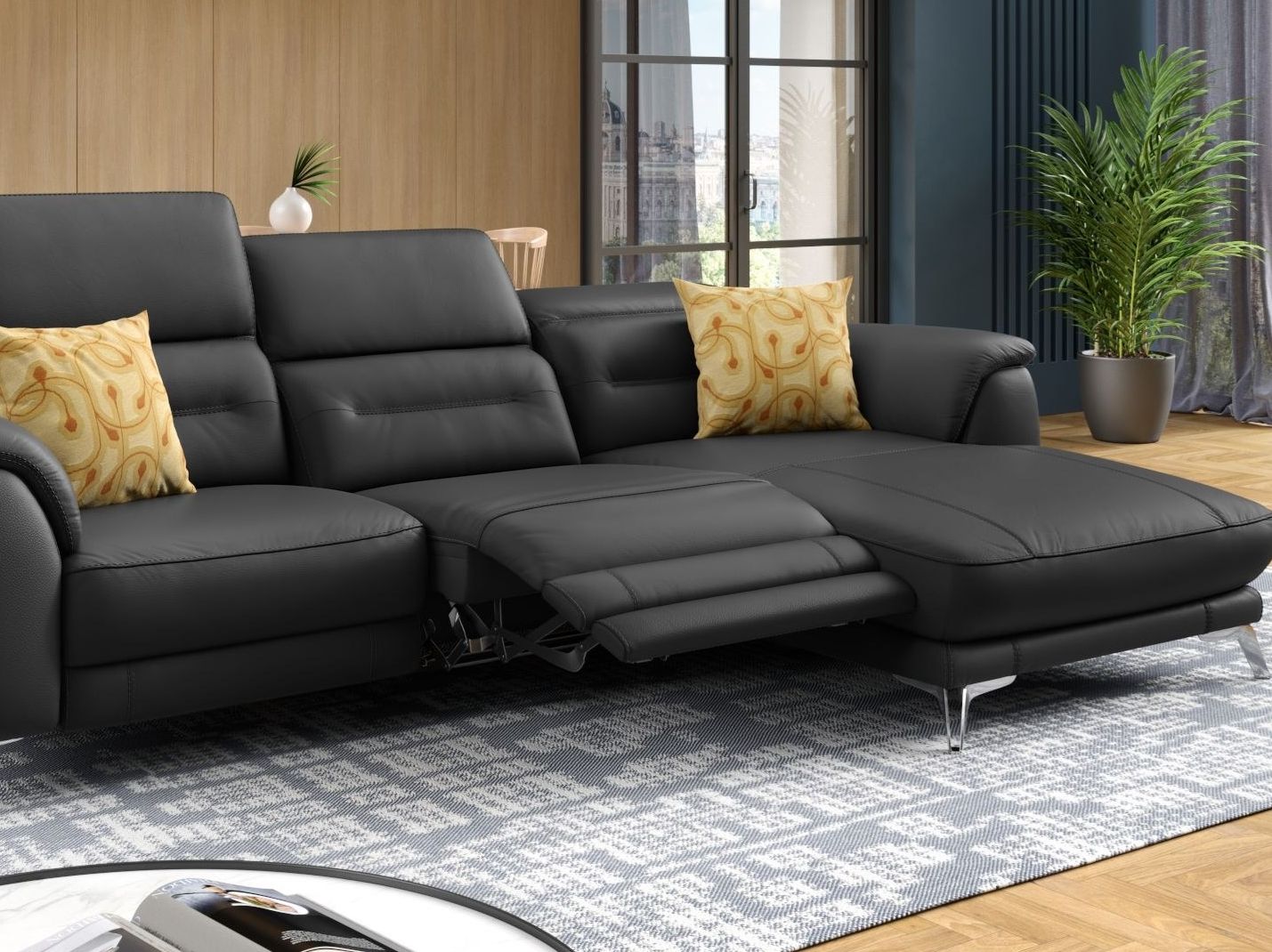 Кожаный диван с полуостровом Sofanella Gandino ARCH-00066679 - Вид №7