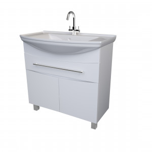 У94493 Тумба Lina New 85Н 1в.я 2д Белый глянец 1 Marka Lina