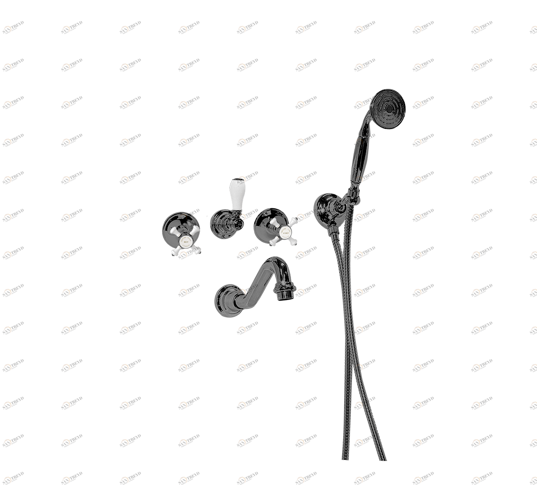 Gentry Home Смеситель для раковины от центра к центру 2 отверстия под смеситель 200 мм Chelsea Темный никель GH101714