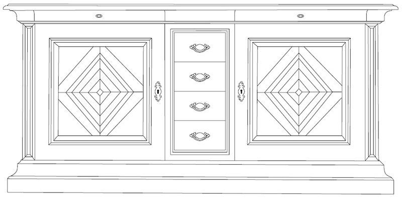 Arvestyle Буфет из массива дерева с распашными дверцами с ящиками Stile Ks-e500 - Вид №11