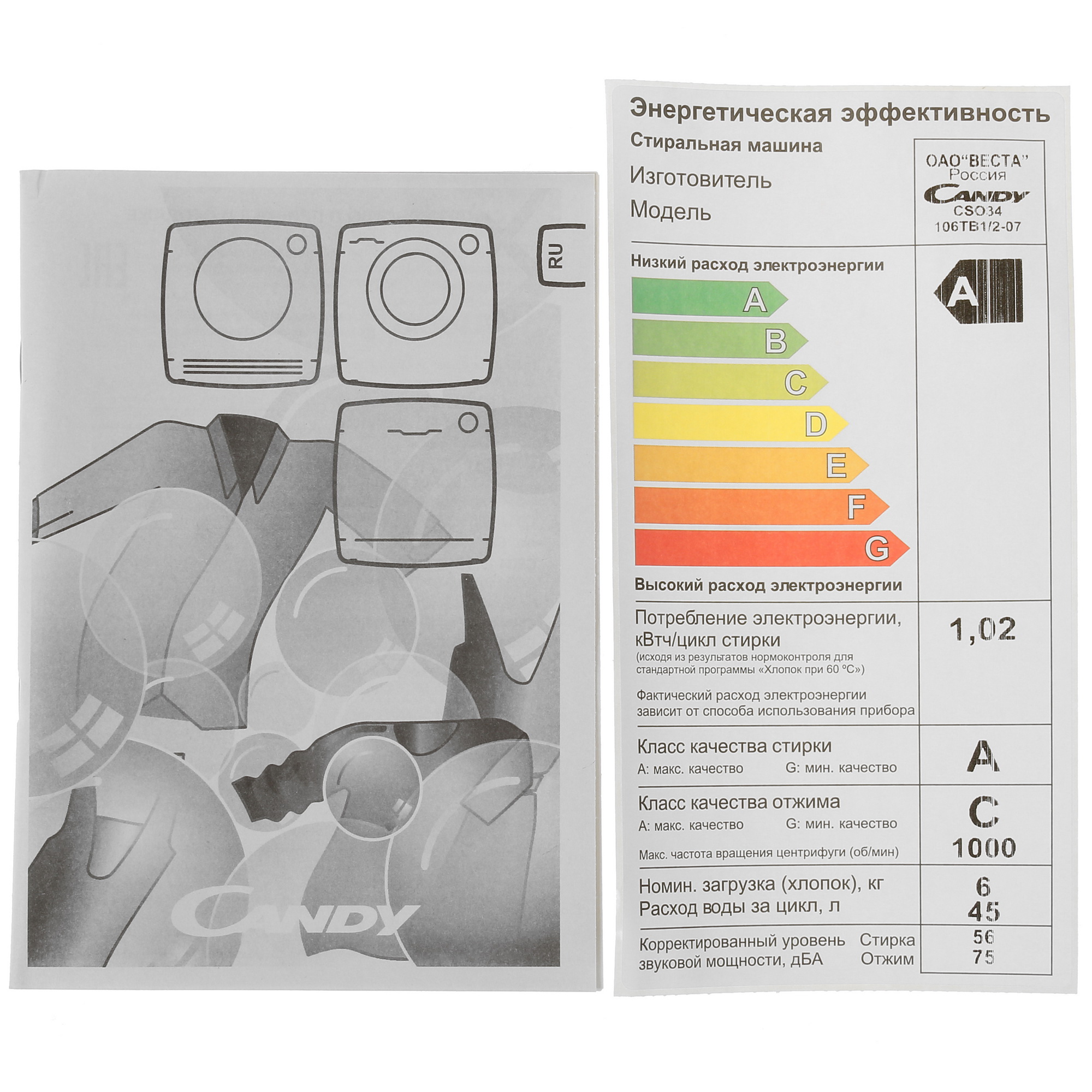 5038736 Стиральная машина Candy Smart Pro CSO34106TB1/2-07 белый STDN-0024326 - Вид №10