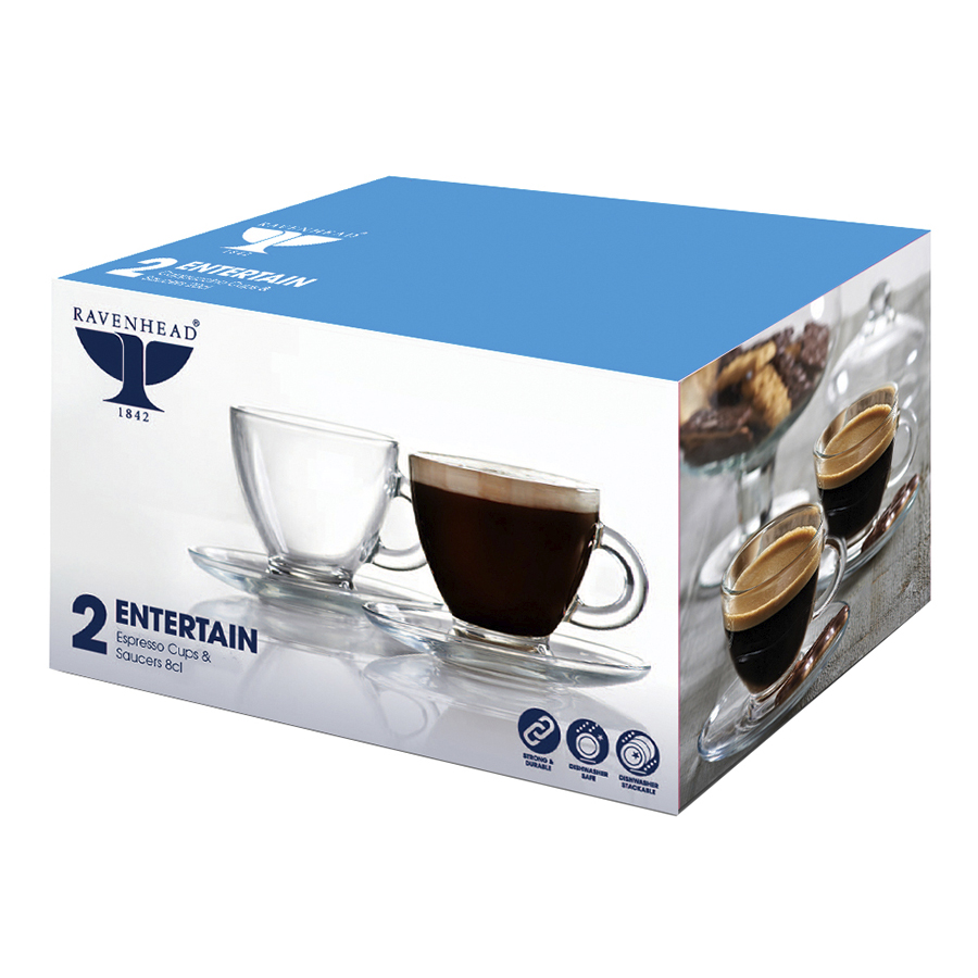 R0041.603 Набор из 2 чашек для эспрессо с блюдцами entertain 80 мл Ravenhead  - Вид №6