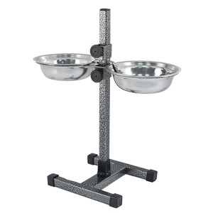 ПР0037174 Стойка с мисками для животных регулируемая, шагрень, метал., h40см, D18см, 2х0,7л ХОРОШКА