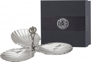 10640284 Кольчугино Менажница "Богема" посеребренная полир. с черн.+футляр 000000, -? Посеребрение