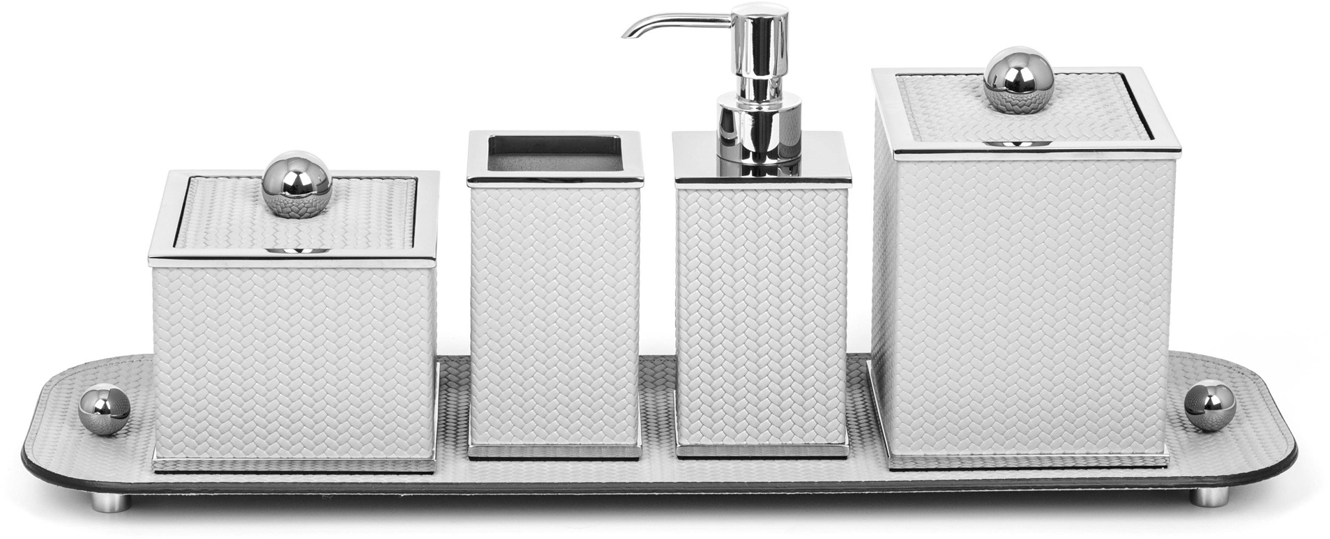 Комплект для ванной комнаты Olimpia Square - 48X15XH17 см / металл-отделка_золото/зернистая кожа_светло-серый