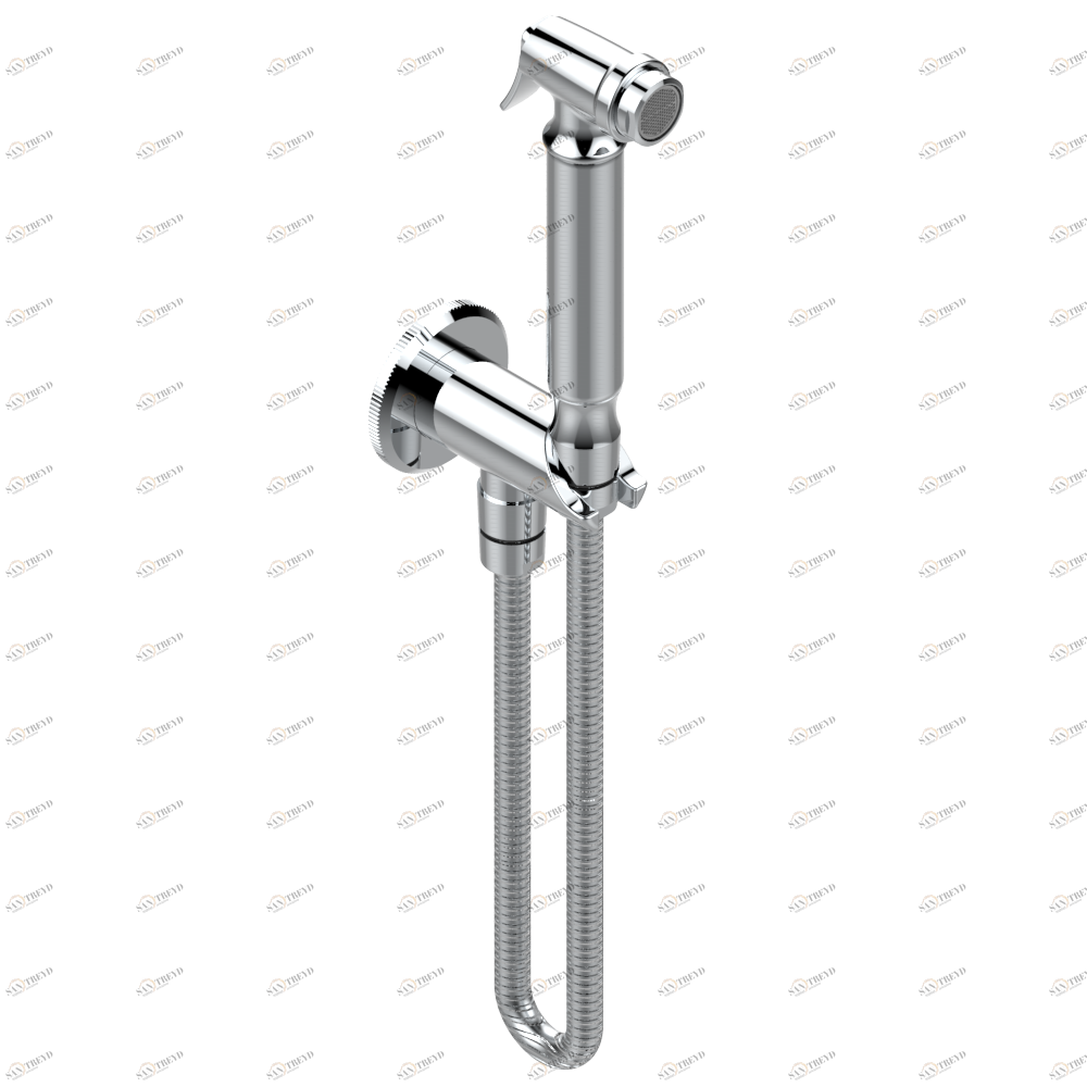 A54-5840/9 Комплект для гигиенического душа: лейка с клапаном, усиленный шланг 1,25м и вывод для шланга со встроенным защитным остановом Thg-paris Art Déco Хром A54 5840/9 A02 CAT.A