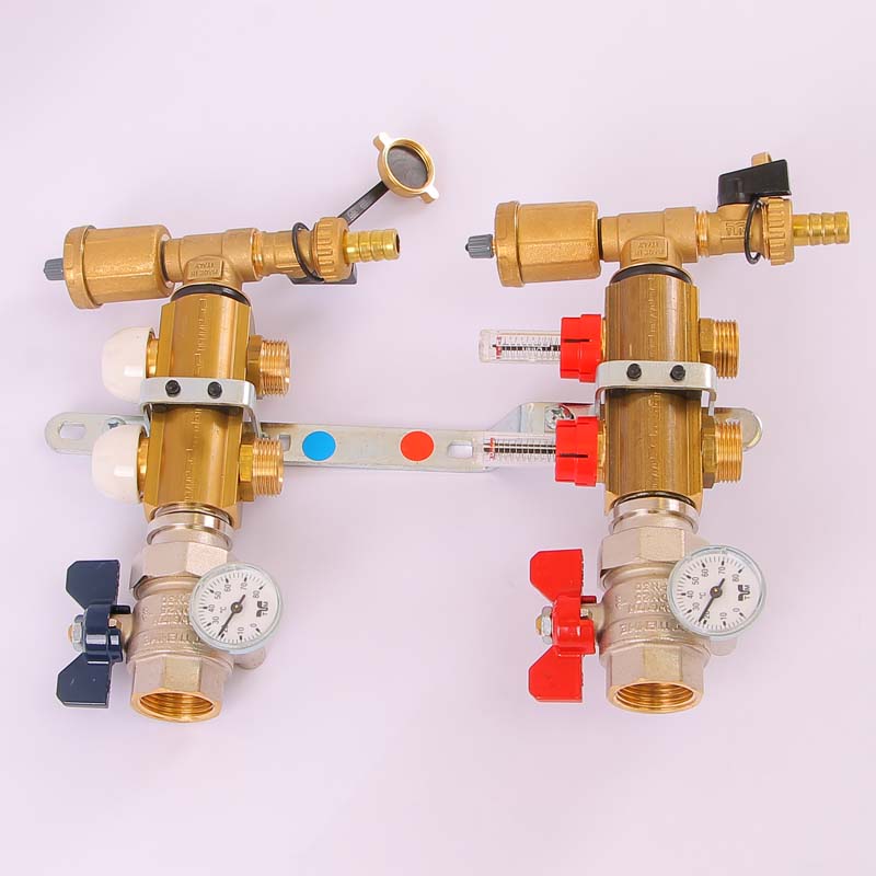 Коллекторная группа с термостатическими вентилями и расходомерами TIEMME 1"x3/4"ЕК 2 выхода 3870027 - Вид №1