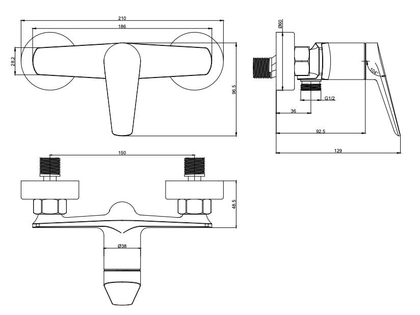 Однорычажный смеситель для душа с ручным душем Lablù больше ARCH-00110025 - Вид №2