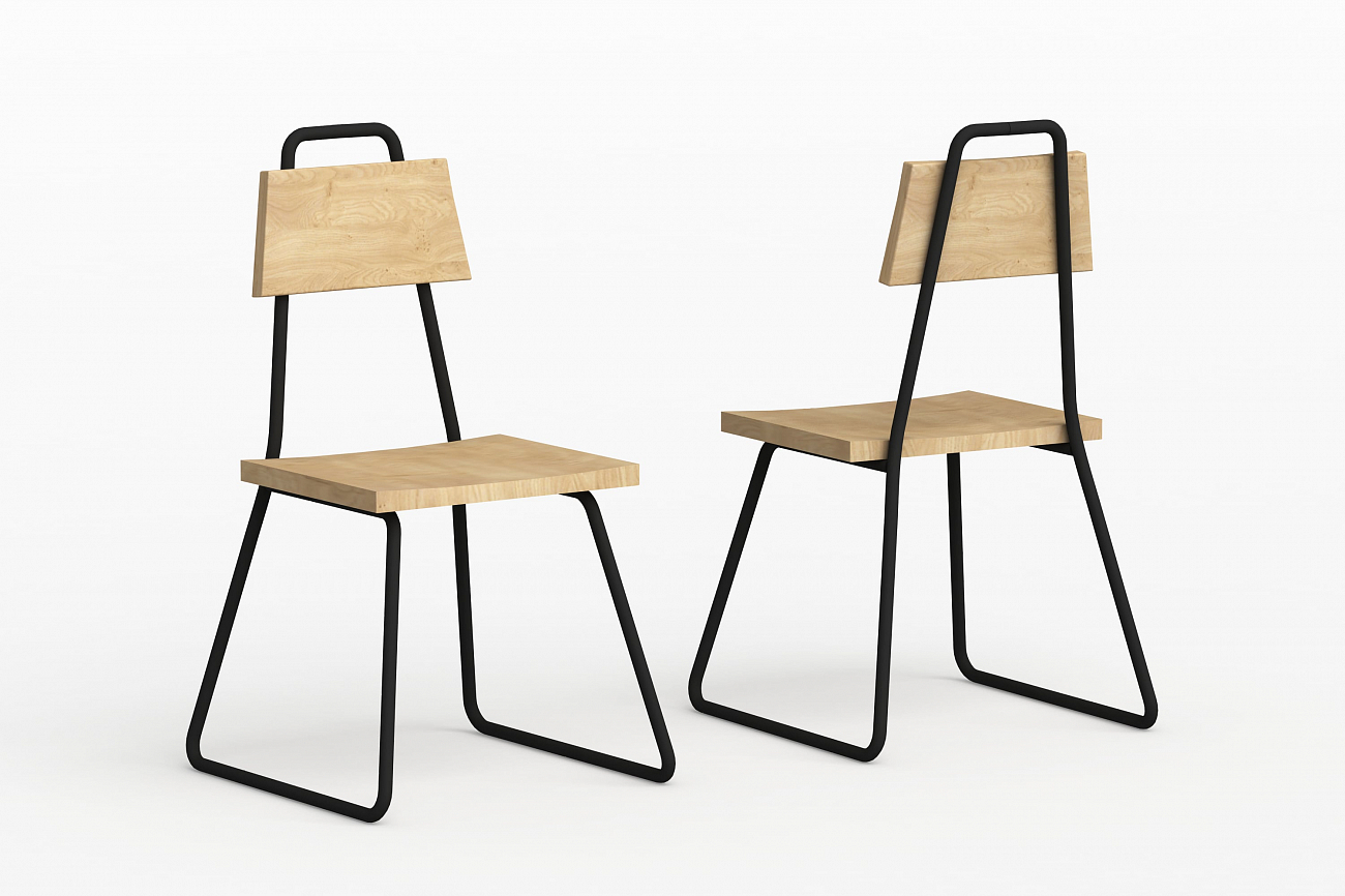 Стул с металлическими ножками и деревянным сиденьем кофейный Bauhaus WOODI  00-3966236 Коричневый  - Вид №1