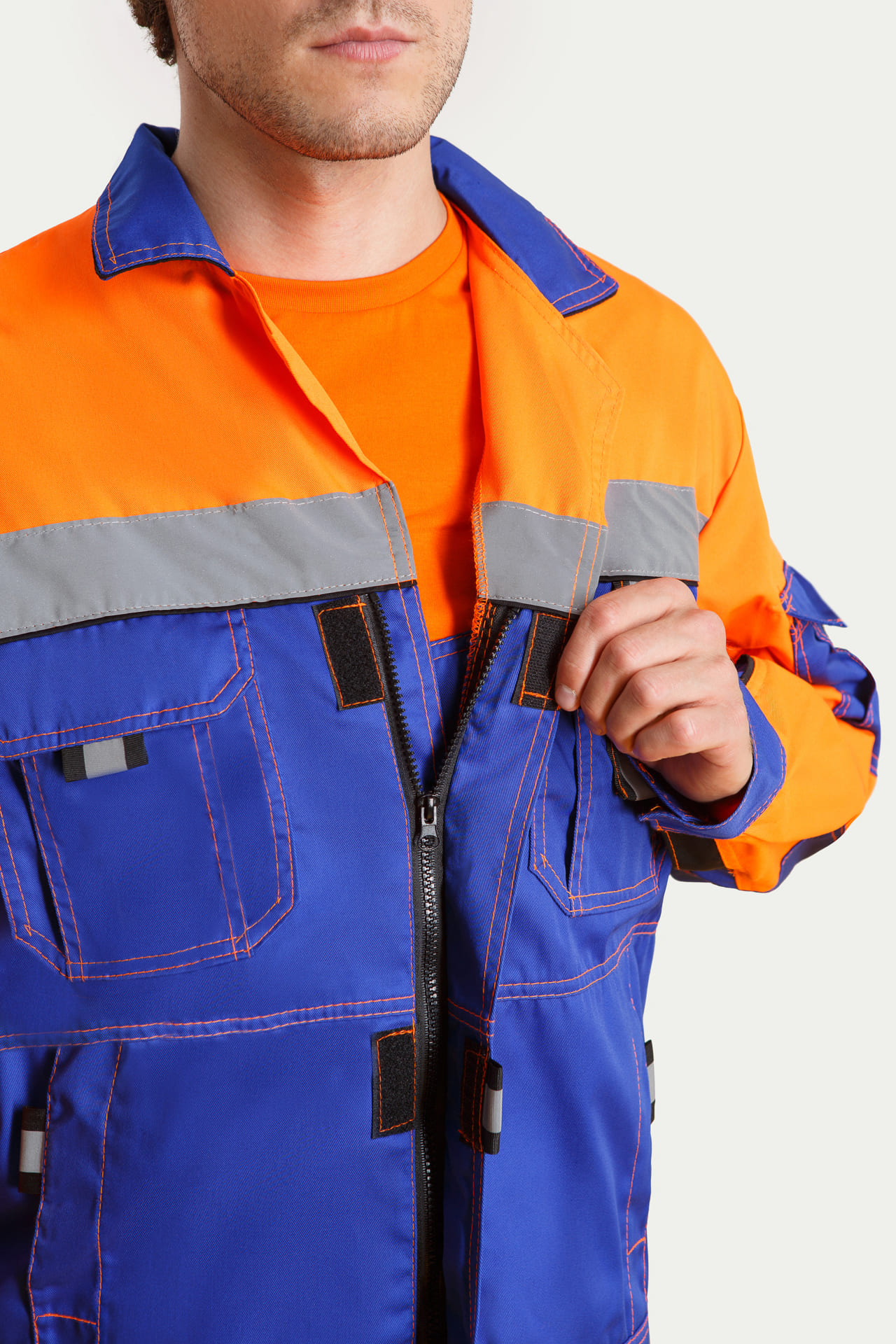 61857 Костюм "Профессионал-2" с СВП василек-оранжевый-черный  Летняя спецодежда  размер 56-58/170-176  - Вид №12