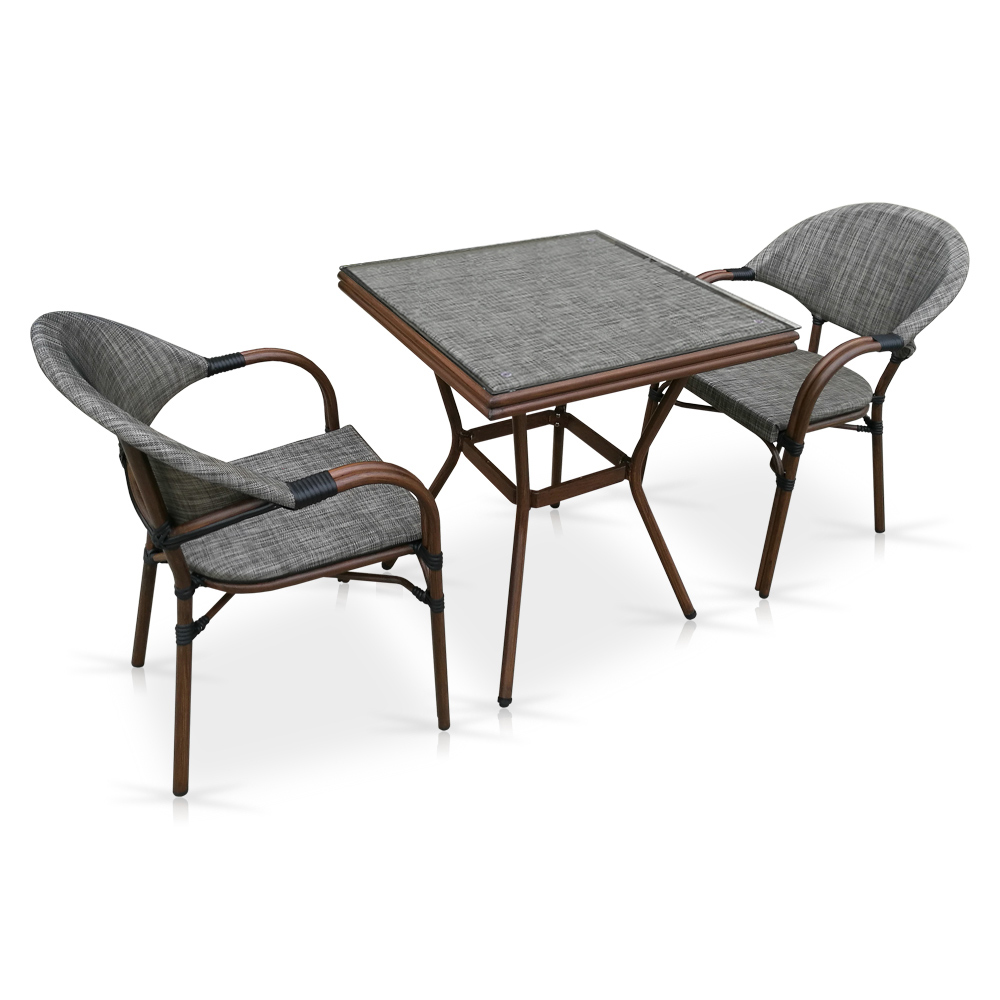 Мебель для дачи, стол и стулья коричневые на 2 персоны Miko AFINA  240943 Коричневый  - Вид №3