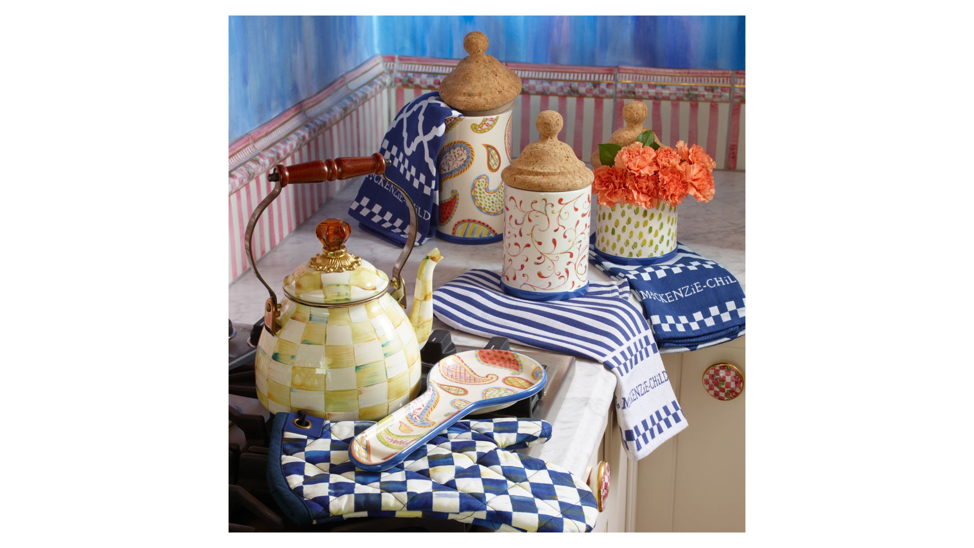 10654492 Mackenzie-Childs Чайник 2л Parchment Check Сталь  - Вид №2