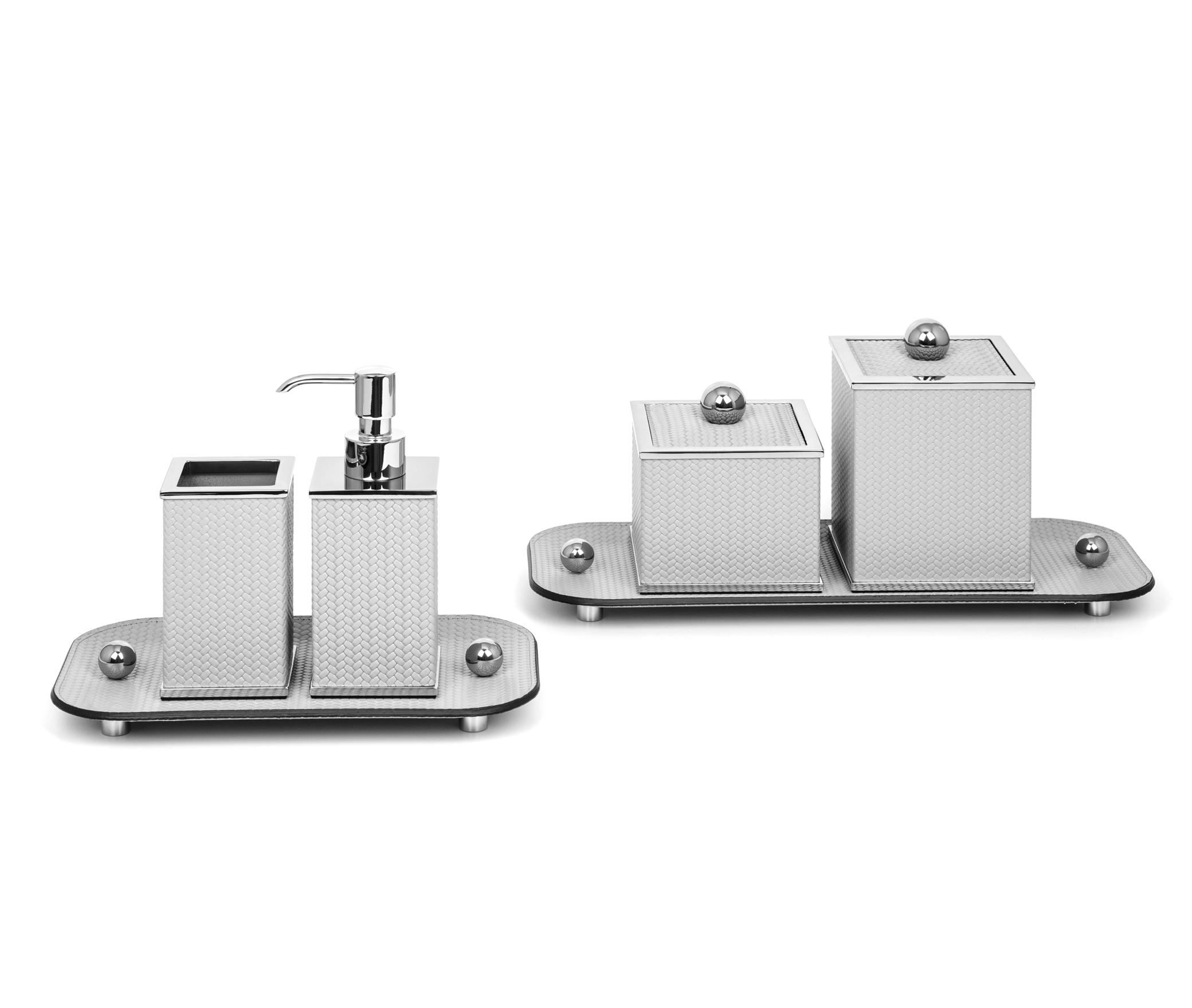 Держатель для ватных дисков Olimpia Square Square - 10,5X10,5XH15 см / металл-хром / тканая кожа_верблюжий Pinetti 00.1623.061.011 - Вид №7