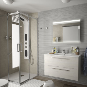 23301 SALGAR Мебель для умывальника FUSSION CHROME 900 SBIANCATO с 2 ящиками 897 x 540 x 450 мм Sbiancato