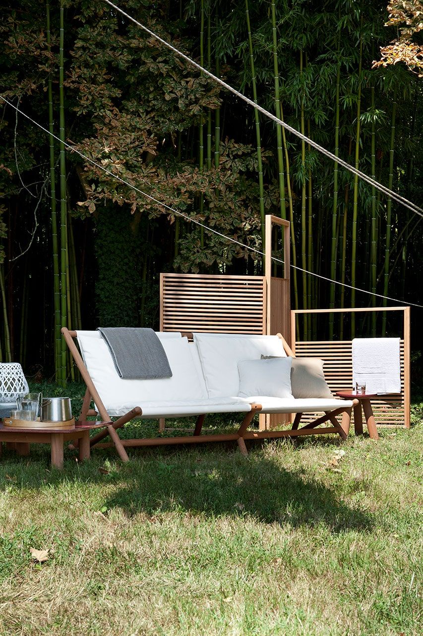 Садовый диван из красного дерева и ткани Exteta окрестности ARCH-00106001 - Вид №4