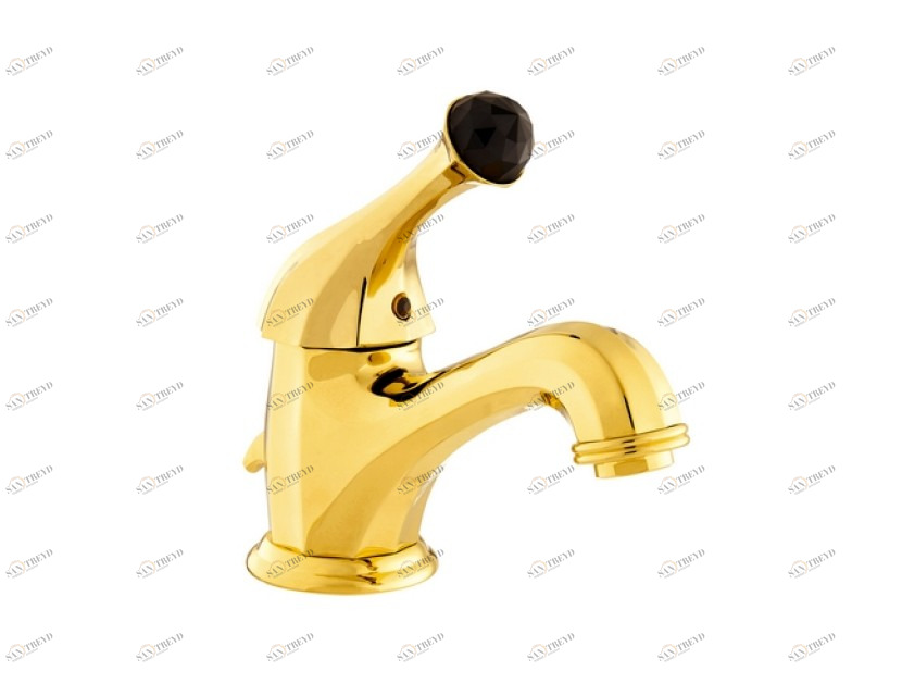 038103.N00.00 Смеситель для умывальника с черным кристаллом Swarovski Золото 24К Mestre Indica