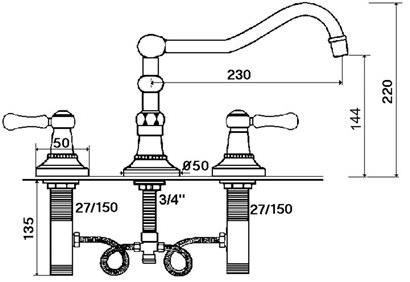 rvb Смеситель для кухни на 3 отверстия 1935 limoges 1935.--.26 - Вид №1