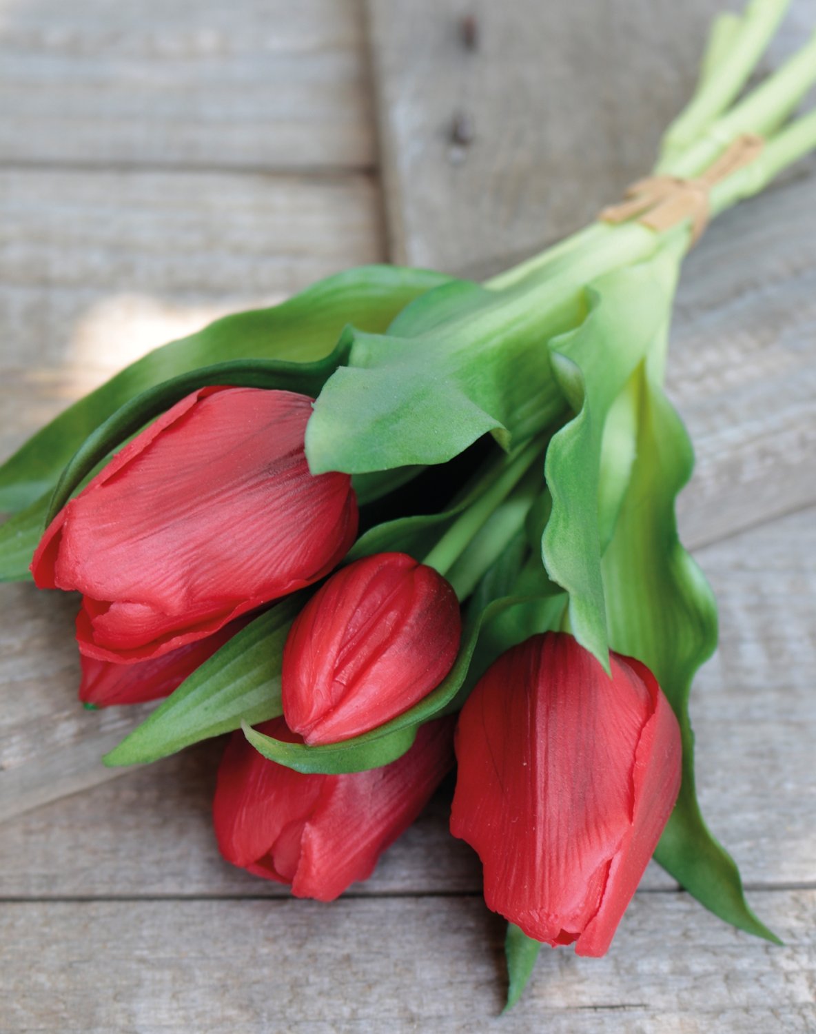 2941 444 a3 Искусственный букет тюльпанов, 5-цветков, 28 см, красный H-andreas  - Вид №1