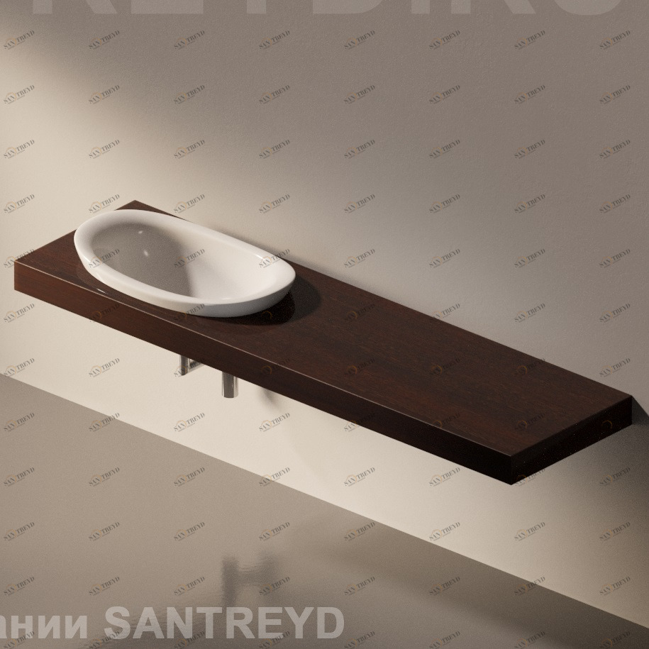 Flaminia IO e SI Столешница с отверстием под раковину от 100 до 150 см темный дуб IO75M2.WD Ceramica Flaminia IO75M2WD