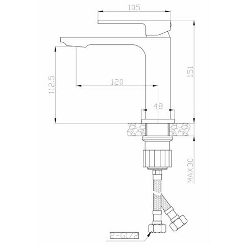 Orange Lutz M04-021b однозахватный смеситель для раковины без донного клапана. Цвет: чёрный черный sun-id-1517318 - Вид №1